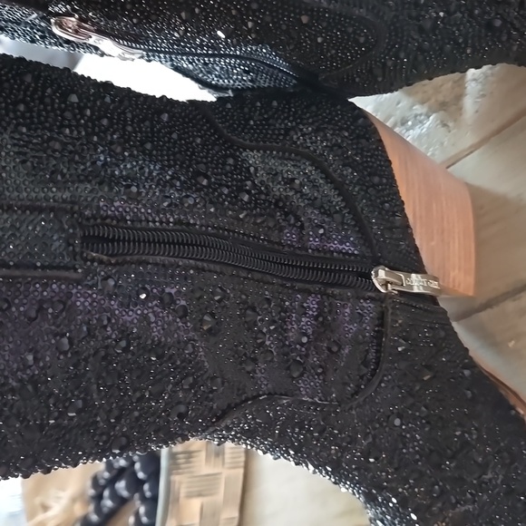 Sparkling Black Heeled Boots for Women - Picture 4 of 17